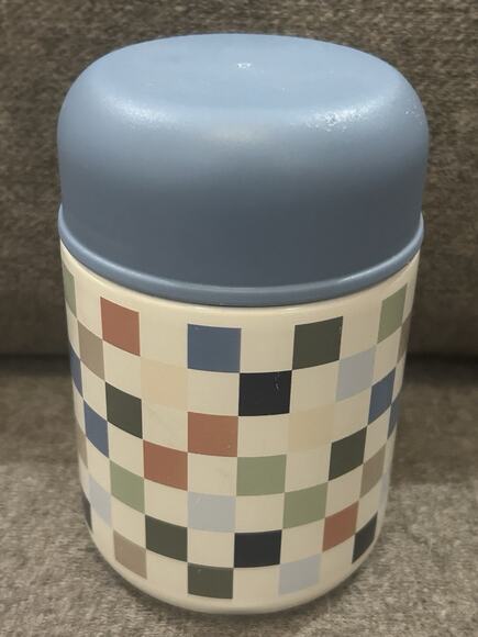 Pillowfort Kids 10 oz Checkered Stainless Steel Food Jar with Spoon - Picture 3 of 8